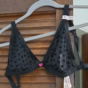 Victoria's Secret Black Triangle Bralette with Eyelet Pattern